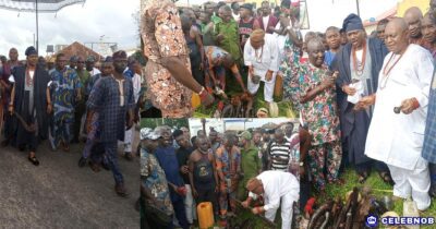 Owo church massacre: Olowo of Owo joins Ogun worshippers to invoke curses on perpetrators (photos/video)