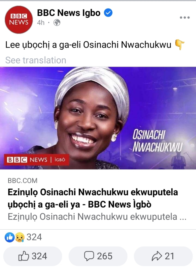 Osinachi Nwachukwu: Family Announce Funeral Arrangement, Hints On Returning Her Bride Price